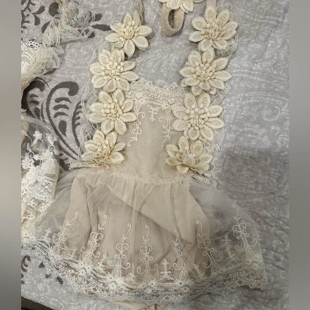 White lace dress used for photoshoot.